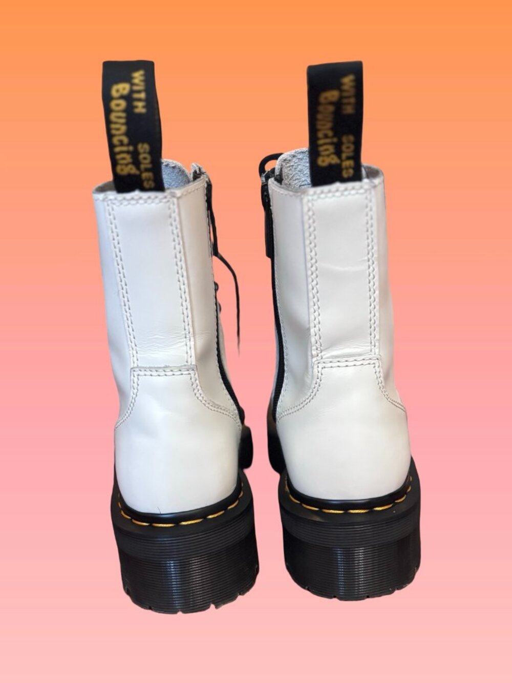 NWOB Dr Martens Jadon Smooth Leather Platform Boots, White, Size 8 - Picture 6 of 13